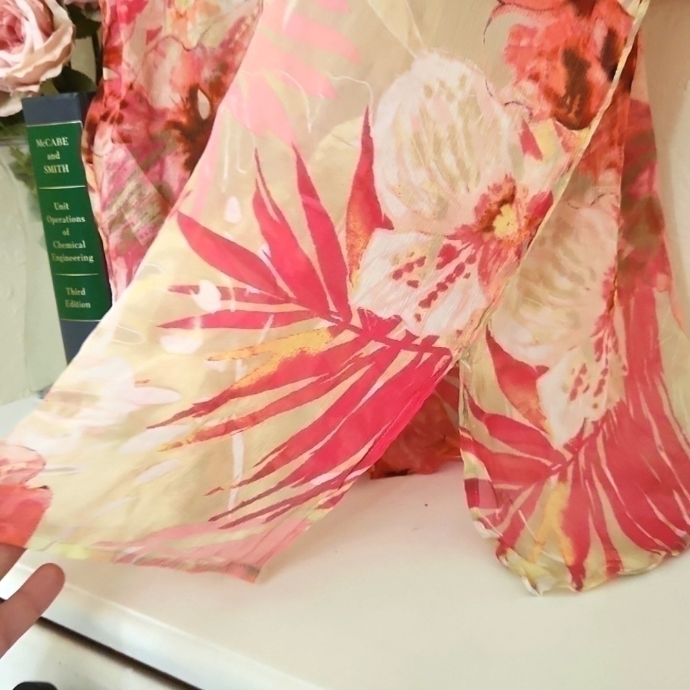 100%Silk Tommy Bahama Sheer Top Coastal Vacation Cruise Lagenlook Career Medium - Picture 6 of 10